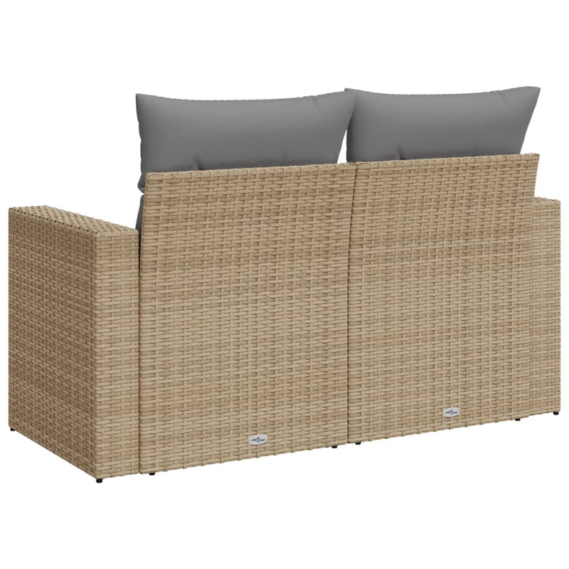 Garden Sofa with Cushions 2-Seater Beige Poly Rattan