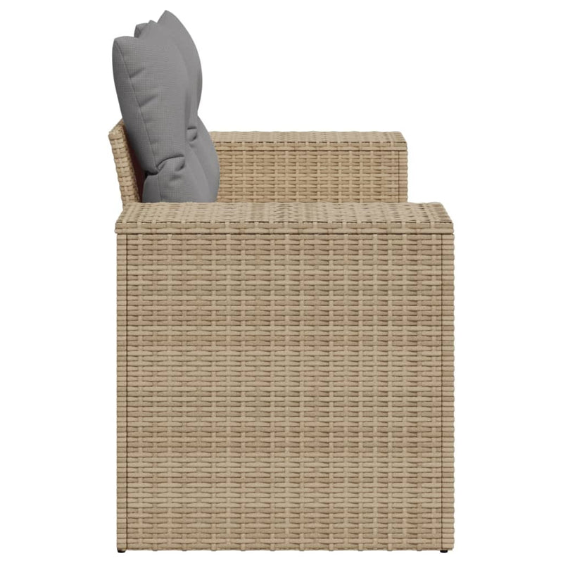 Garden Sofa with Cushions 2-Seater Beige Poly Rattan