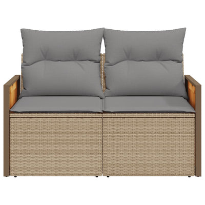 Garden Sofa with Cushions 2-Seater Beige Poly Rattan