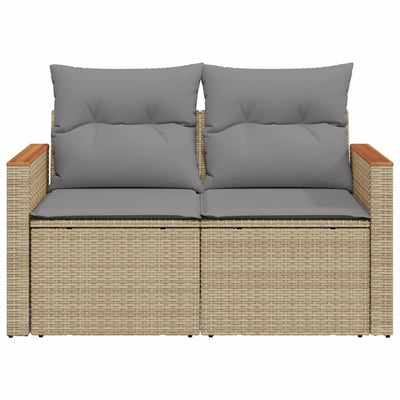 Garden Sofa with Cushions 2-Seater Beige Poly Rattan