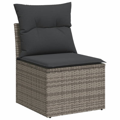 Garden Sofa Armless with Cushions Grey Poly Rattan