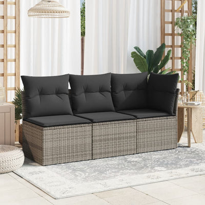 Garden Sofa Armless with Cushions Grey Poly Rattan