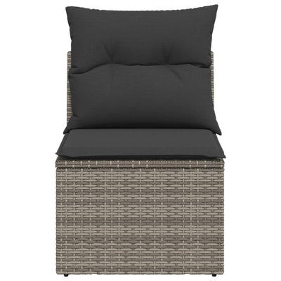 Garden Sofa Armless with Cushions Grey Poly Rattan