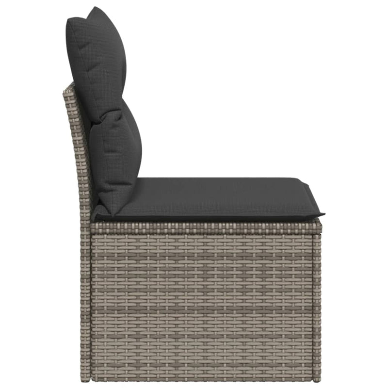 Garden Sofa Armless with Cushions Grey Poly Rattan