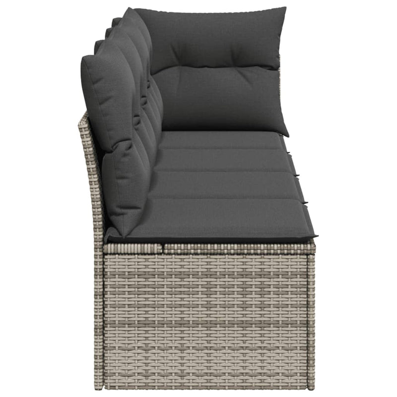 Garden Sofa with Cushions 4-Seater Grey Poly Rattan