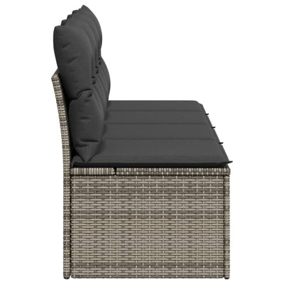 Garden Sofa with Cushions 4-Seater Grey Poly Rattan