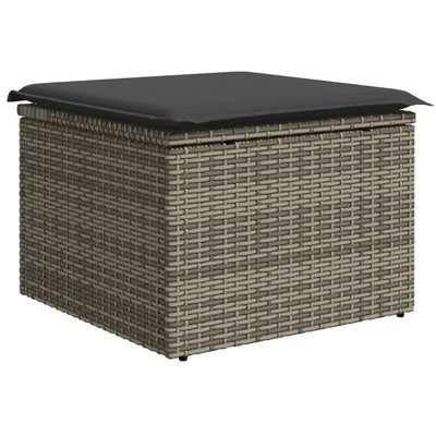 Garden Stool with Cushion Grey 55x55x37 cm Poly Rattan