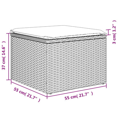 Garden Stool with Cushion Grey 55x55x37 cm Poly Rattan