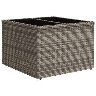 Garden Table with Glass Top Grey 55x55x37 cm Poly Rattan