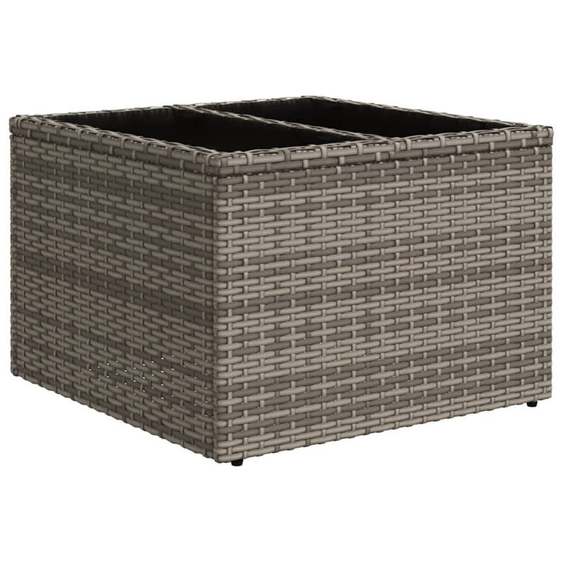 Garden Table with Glass Top Grey 55x55x37 cm Poly Rattan