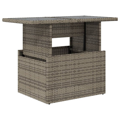 Garden Table with Glass Top Grey 100x55x73 cm Poly Rattan