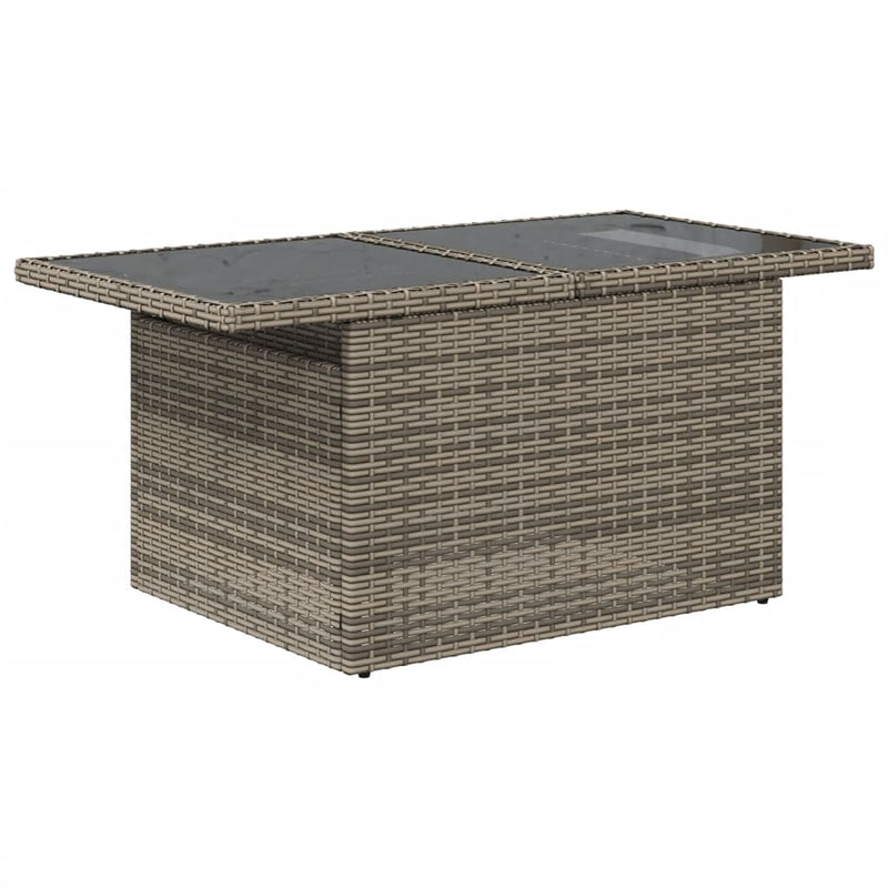 Garden Table with Glass Top Grey 100x55x73 cm Poly Rattan