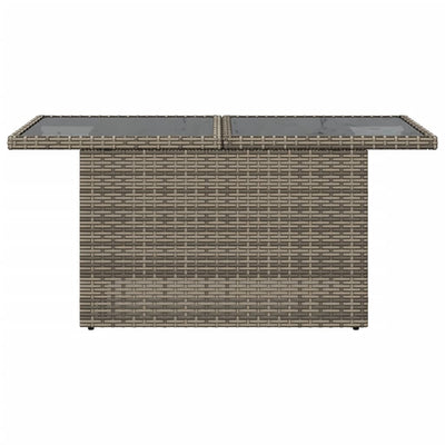 Garden Table with Glass Top Grey 100x55x73 cm Poly Rattan