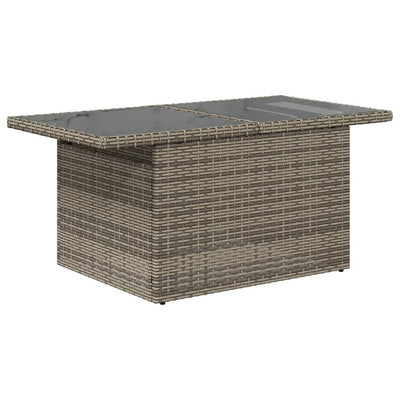 Garden Table with Glass Top Grey 100x55x73 cm Poly Rattan