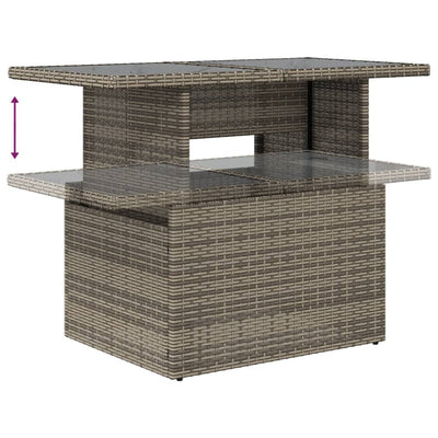 Garden Table with Glass Top Grey 100x55x73 cm Poly Rattan