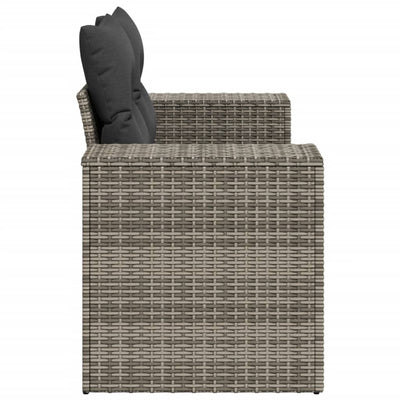 Garden Sofa with Cushions 2-Seater Grey Poly Rattan