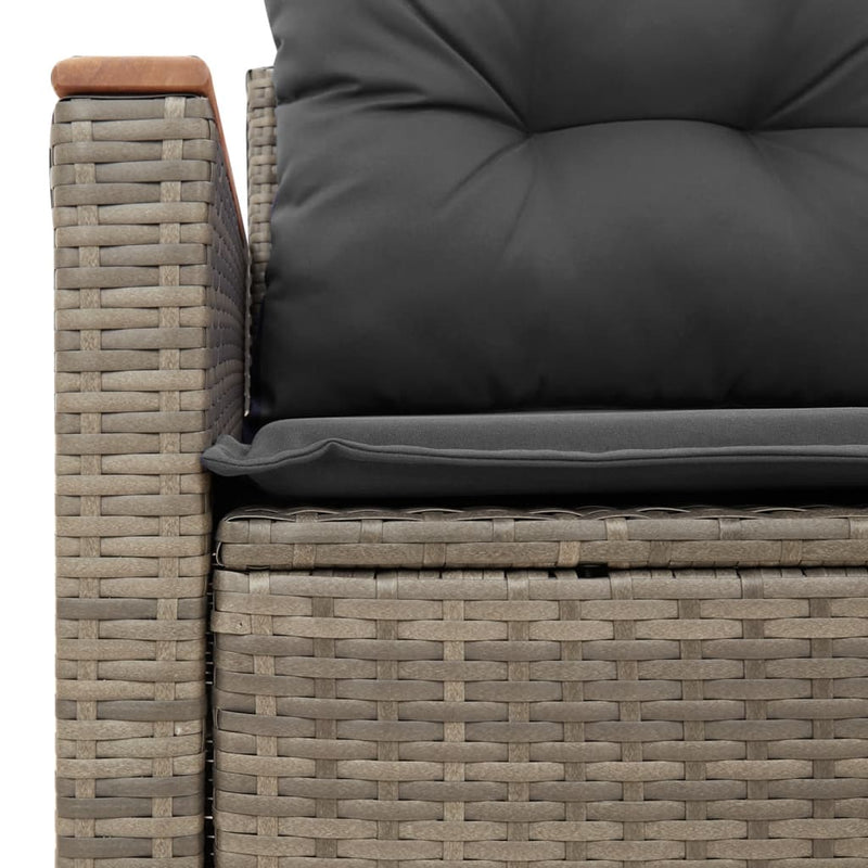 Garden Sofa with Cushions 2-Seater Grey Poly Rattan