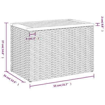 Garden Side Tables 2 pcs Grey 55x34x37cm Poly Rattan Solid Wood