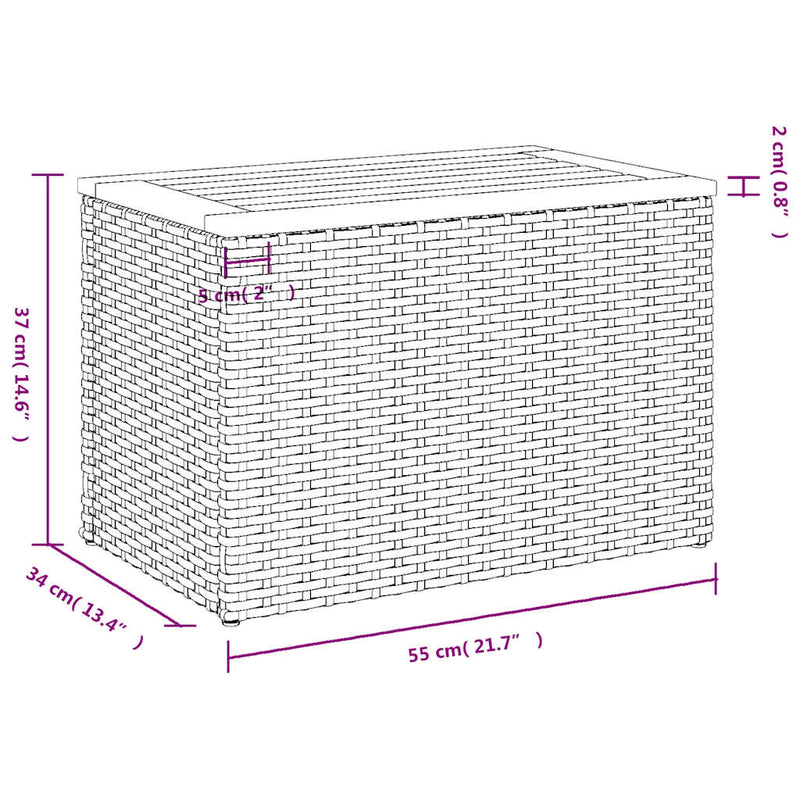 Garden Side Tables 2 pcs Grey 55x34x37cm Poly Rattan Solid Wood