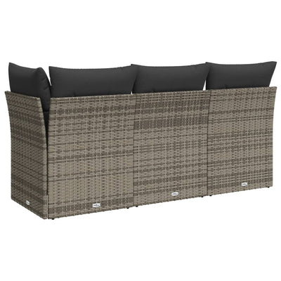 Garden Sofa with Cushions 3-Seater Grey Poly Rattan