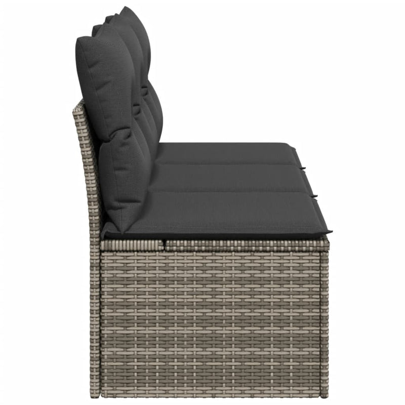 Garden Sofa with Cushions 3-Seater Grey Poly Rattan