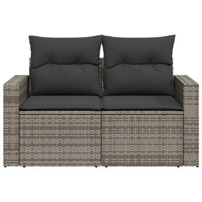 Garden Sofa with Cushions 2-Seater Grey Poly Rattan