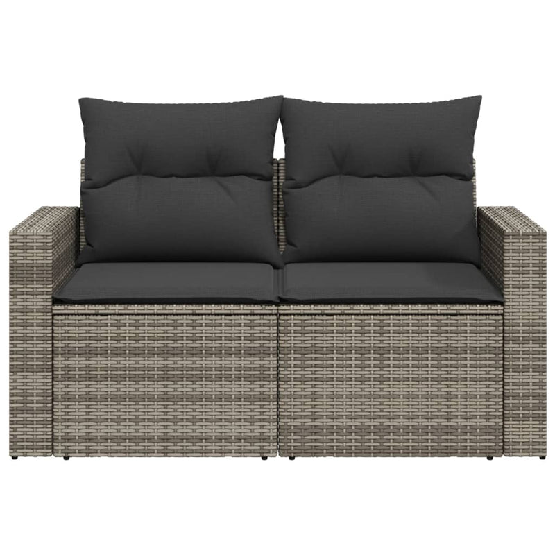 Garden Sofa with Cushions 2-Seater Grey Poly Rattan