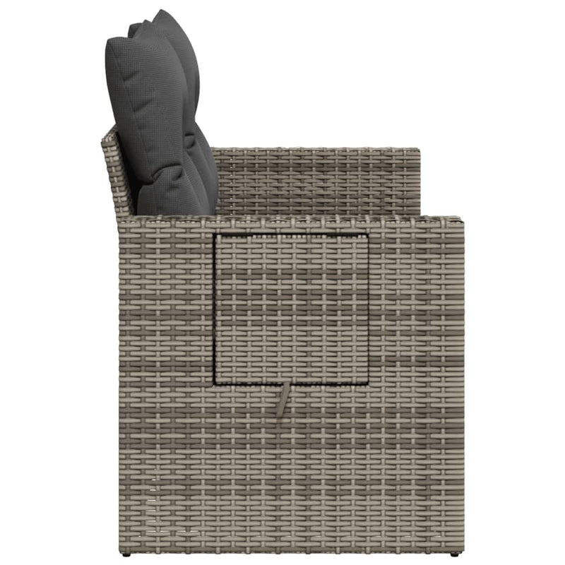 Garden Sofa with Cushions 2-Seater Grey Poly Rattan