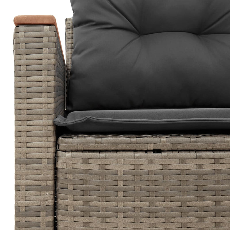 Garden Sofa with Cushions 2-Seater Grey Poly Rattan