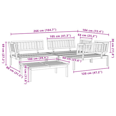 4 Piece Garden Pallet Sofa Set Solid Wood Acacia