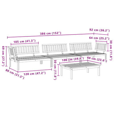 4 Piece Garden Pallet Sofa Set Solid Wood Acacia