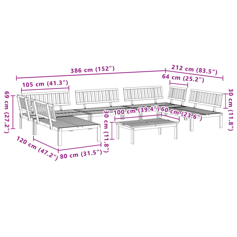 6 Piece Garden Pallet Sofa Set Solid Wood Acacia