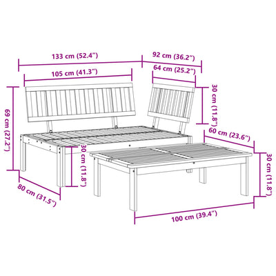 Garden Pallet Sofa Set 2 Piece Solid Wood Acacia