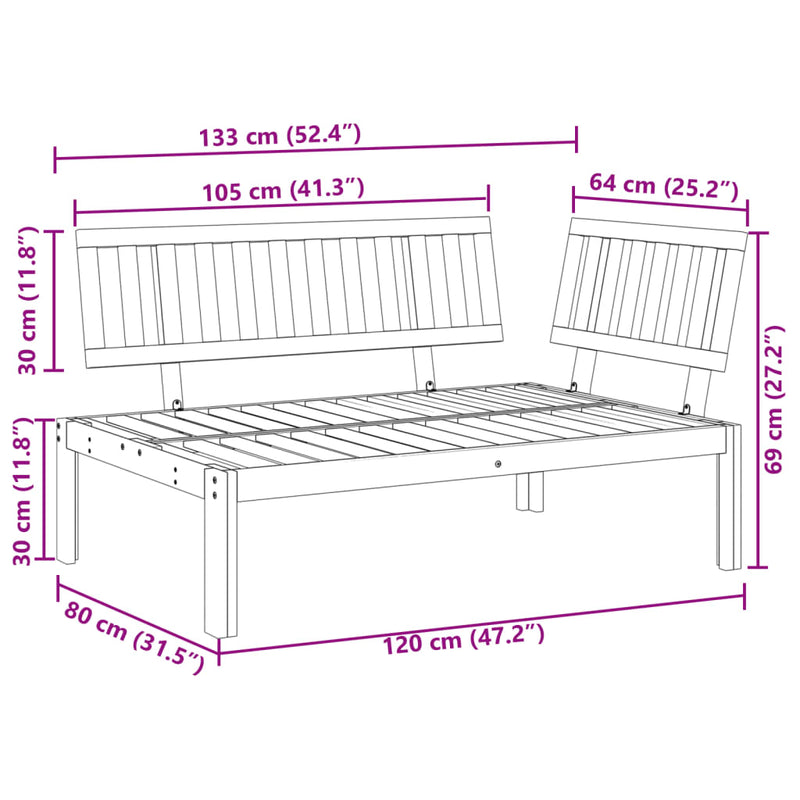 Garden Pallet Corner Sofa Solid Wood Acacia