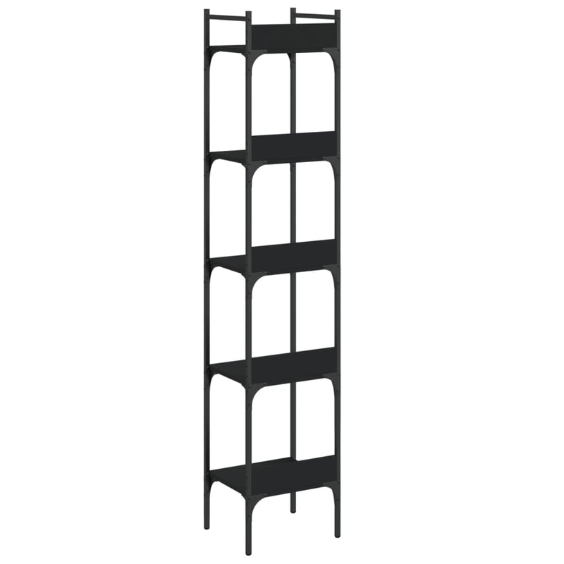 Bookshelf 5-Tier Black 35x30x174 cm Engineered Wood