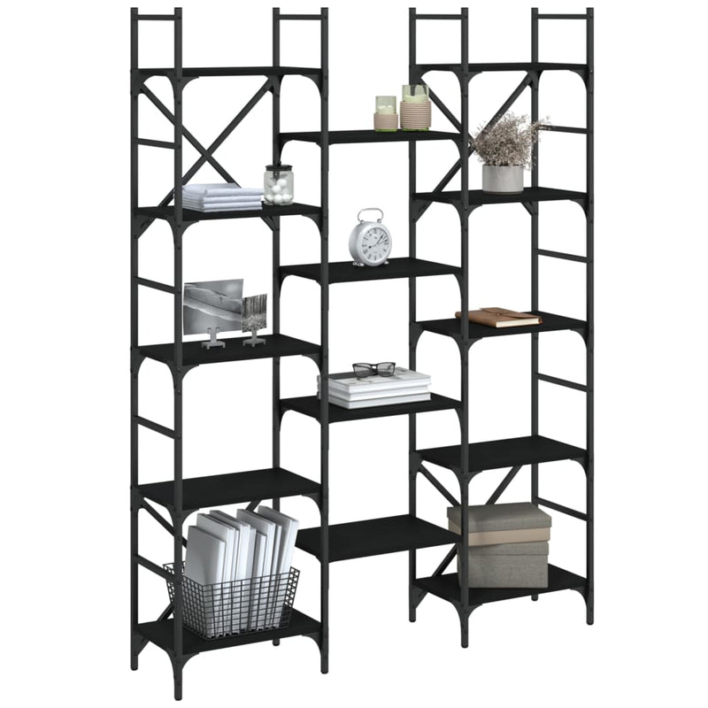 Bookshelf Black 127.5x28.5x172.5 cm Engineered Wood