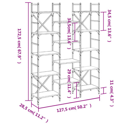 Bookshelf Black 127.5x28.5x172.5 cm Engineered Wood