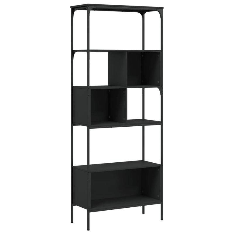 Bookcase 5-Tier Black 76x33x188.5 cm Engineered Wood