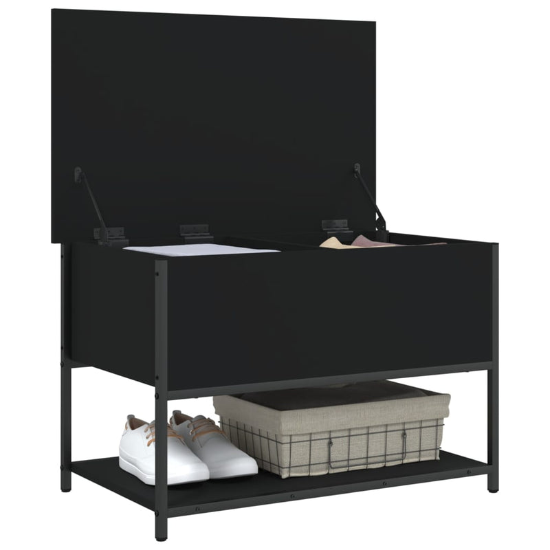 Storage Bench Black 70x42.5x47 cm Engineered Wood