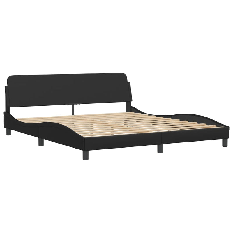 Bed Frame with Headboard Black 183x203 cm King Size Faux Leather