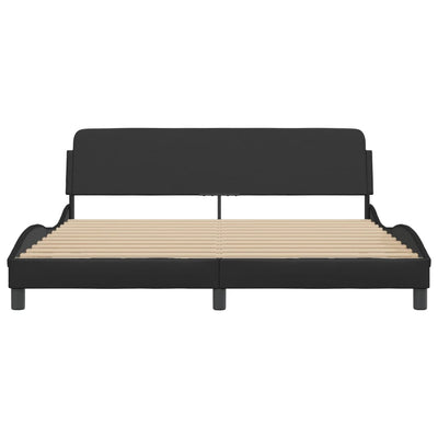 Bed Frame with Headboard Black 183x203 cm King Size Faux Leather