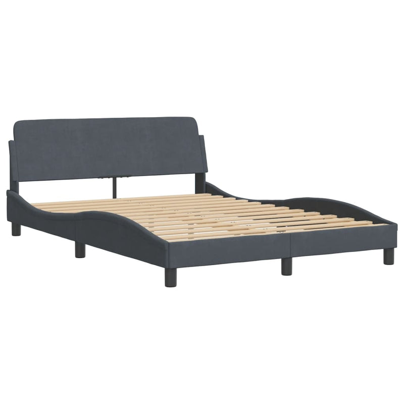 Bed Frame without Mattress Dark Grey 137x187 cm Double Velvet