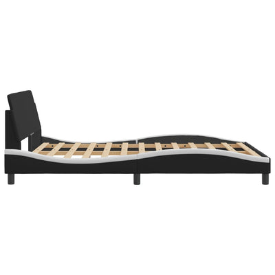 Bed Frame without Mattress Black and White 137x187 cm Double Faux Leather