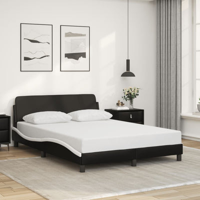 Bed Frame without Mattress Black and White 137x187 cm Double Faux Leather