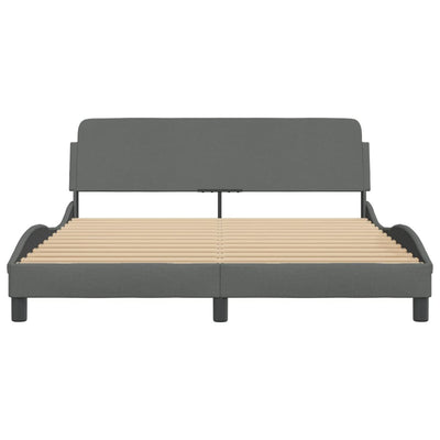 Bed Frame without Mattress Dark Grey 152x203 cm Queen Fabric