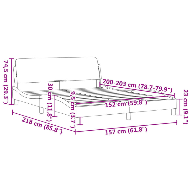 Bed Frame without Mattress Black 152x203 cm Queen Fabric