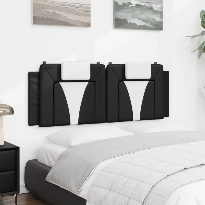 Headboard Cushion Black and White 137 cm Faux Leather