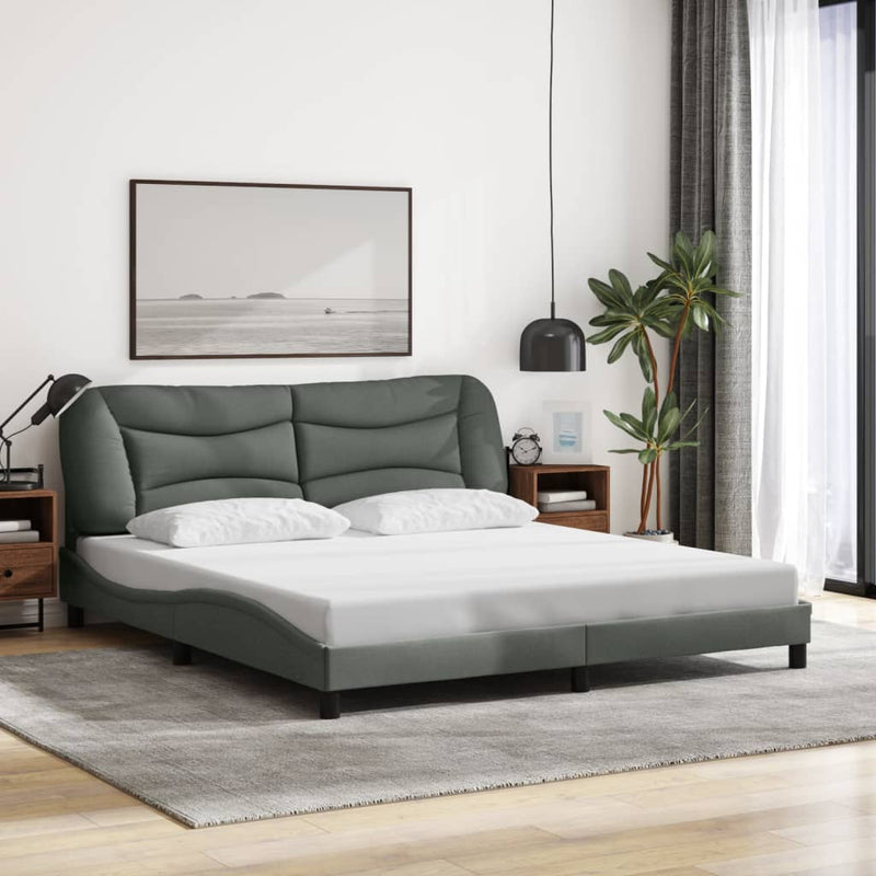 Bed Frame without Mattress Dark Grey 183x203 cm King Fabric