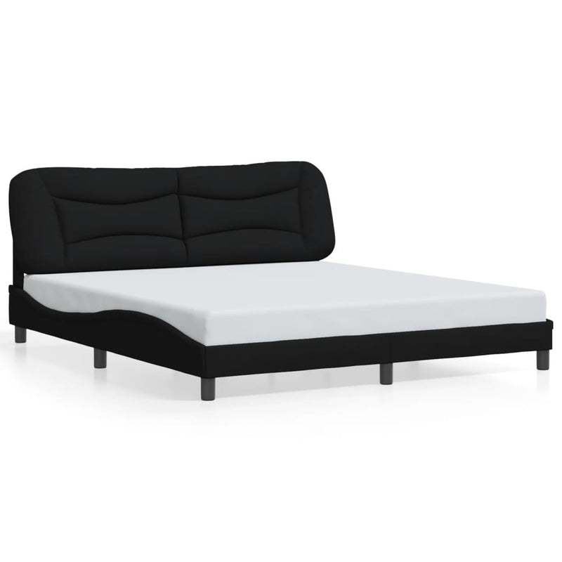 Bed Frame with Headboard Black 183x203 cm King Size Fabric