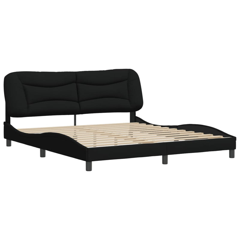 Bed Frame with Headboard Black 183x203 cm King Size Fabric